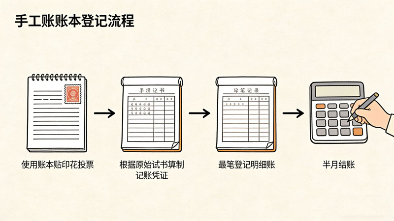 手工账账簿登记流程
